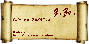 Güns Zsóka névjegykártya